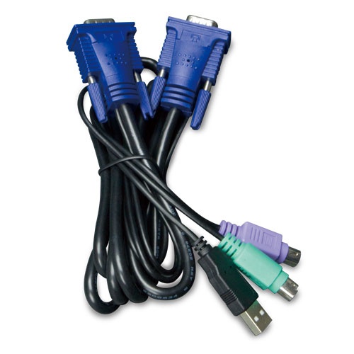 Planet Cable KVM-KC1-1.8, D-sub Port Hembra, USB/PS/2 1.8 Metros, Negro