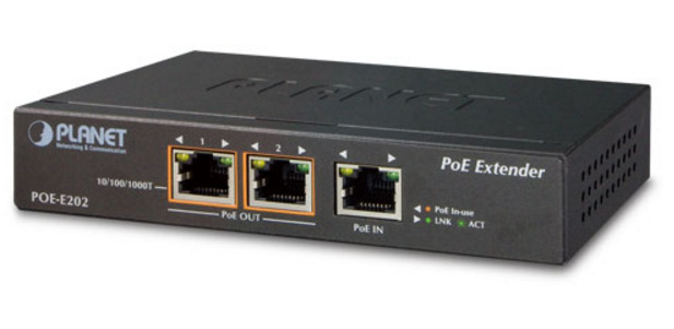 Planet  Adaptador PoE POE-E202, 10/100/1000 Mbit/s, 2 Mbit/s, 56V, 3 Puertos PoE