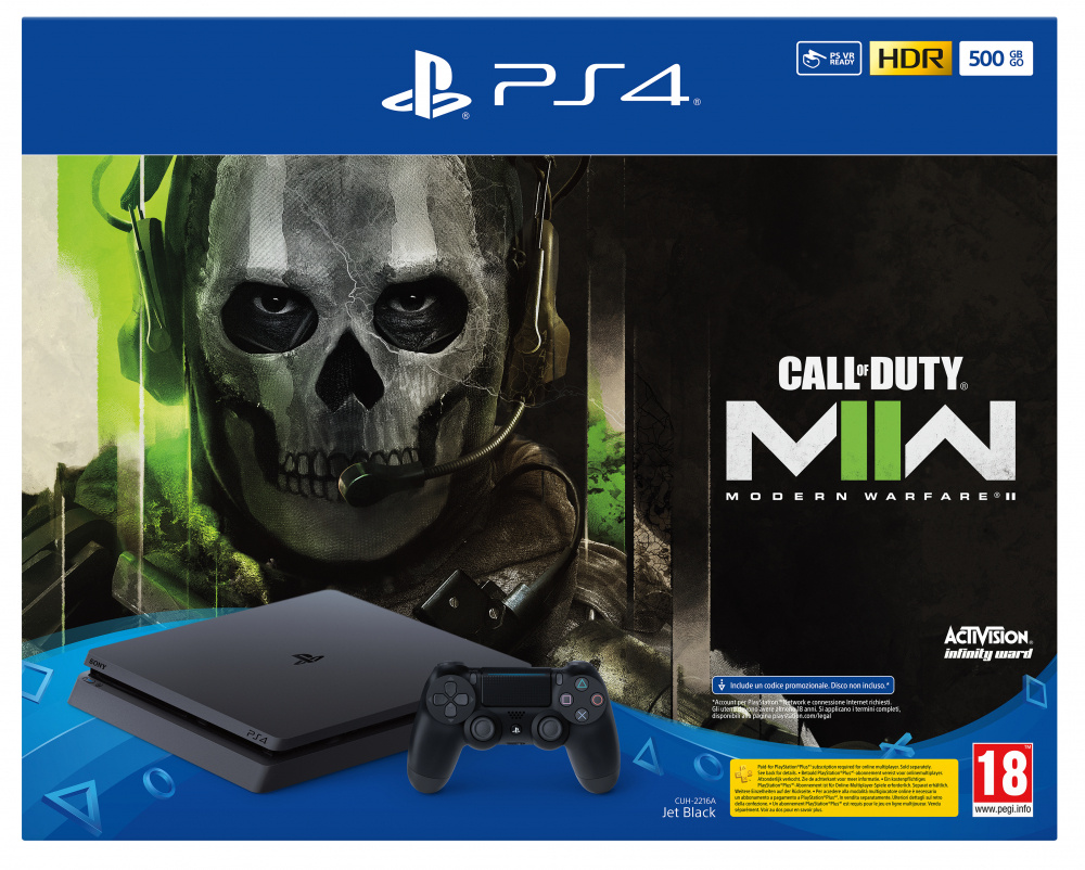 Sony PlayStation 4 Slim 1TB, WiFi, Bluetooth 4.0, Negro ― Incluye Juego Call of Duty Modern Warfare II