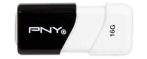 Memoria USB PNY Compact Attaché, 16GB, USB 2.0, Negro/Blanco