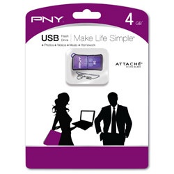Memoria USB PNY Micro Sleek Attaché, 4GB, USB 2.0, Morado