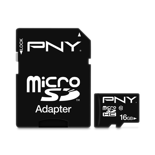 Memoria Flash PNY, 16GB microSDHC Clase 10, con Adaptador