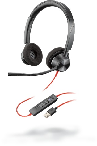 Poly Auriculares Blackwire 3320, Alámbrico, USB A, Negro