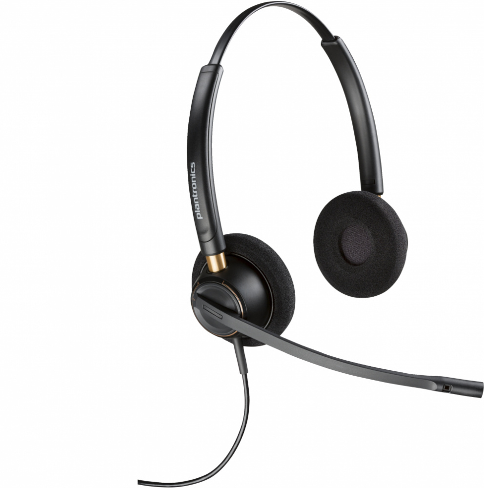 Poly Audífono Binaural EncorePro 520 con Noise-Canceling, Alámbrico, Quick Disconnect, Negro