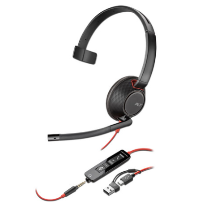 Poly Audífonos con Micrófono 8X230AA, Alámbrico, USB-C, Negro/Rojo
