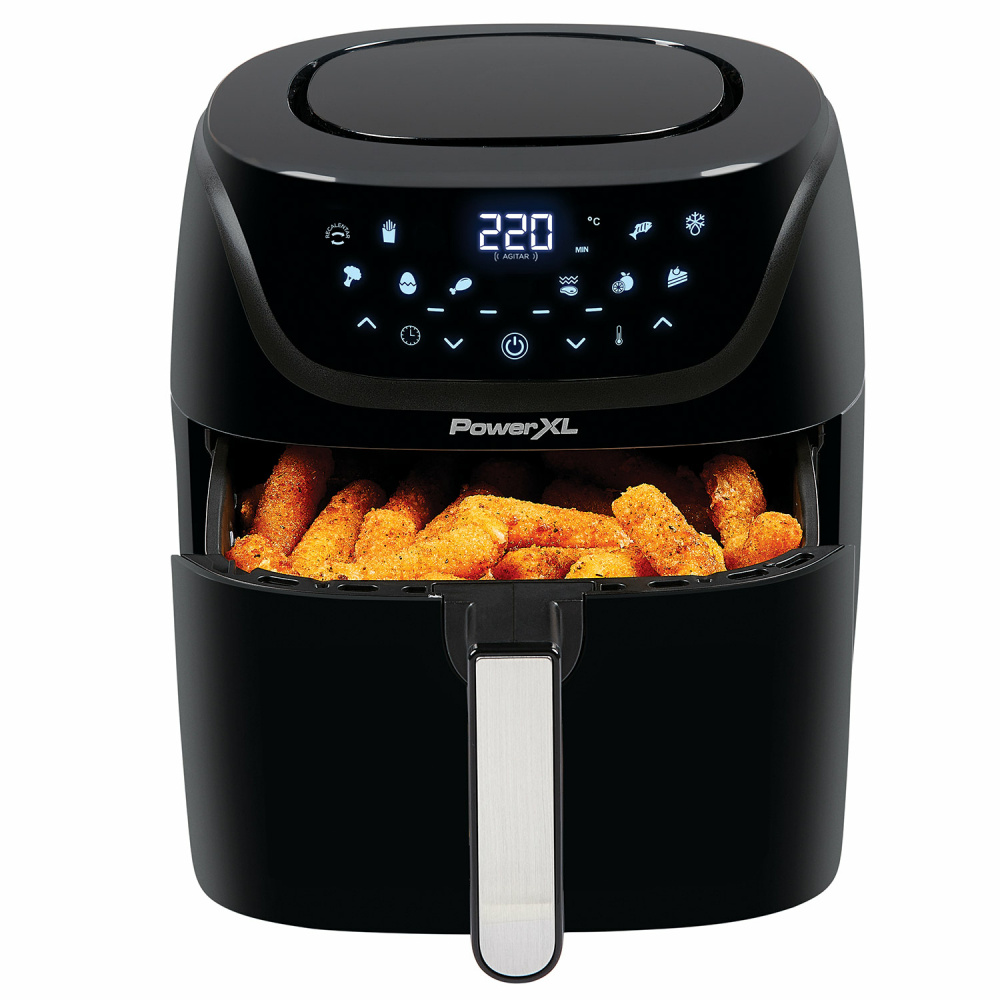 Power Xl Freidora de Aire AF-E6001-LA, 6 Litros, 1500W, 220 °C, Negro 