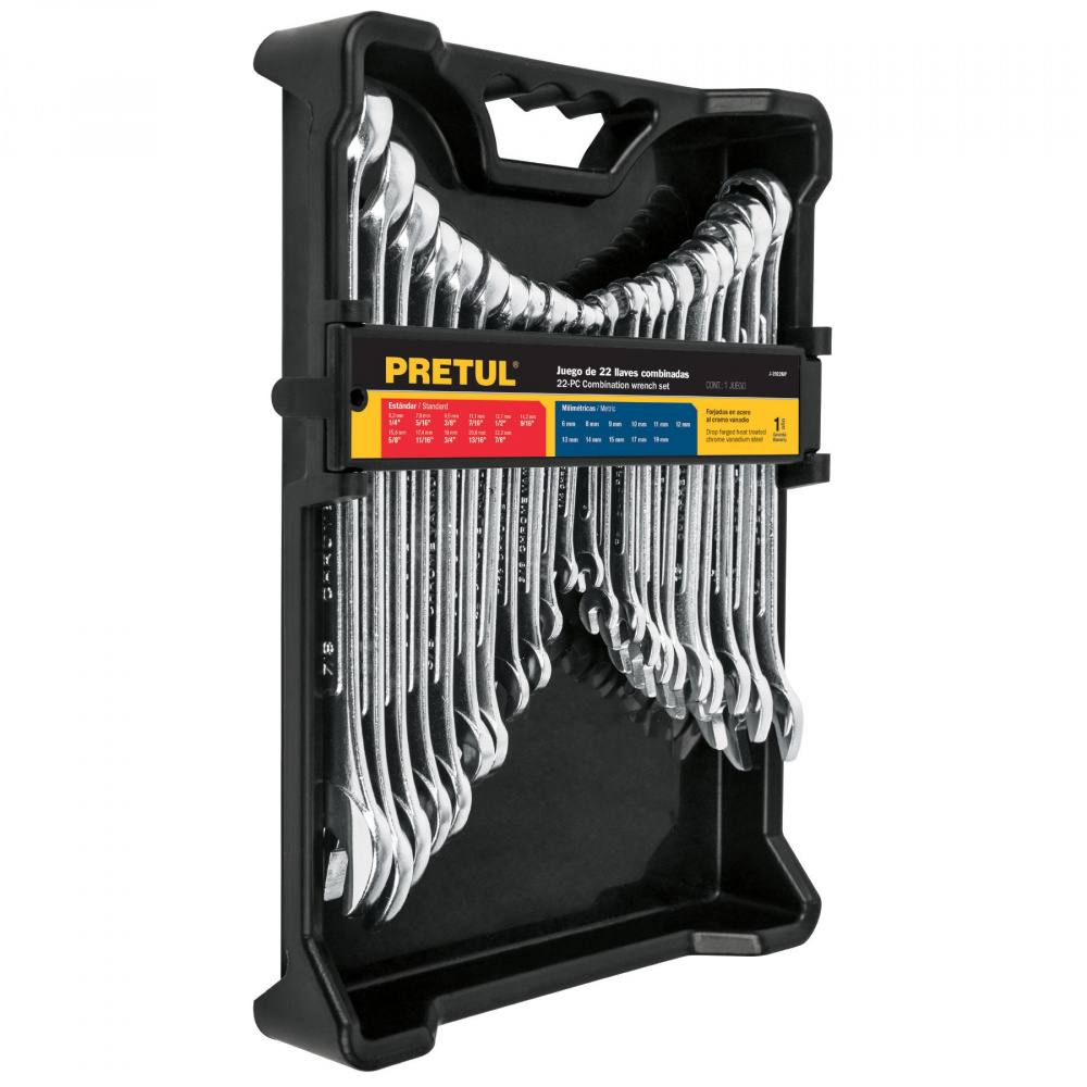 Pretul Juego de Llaves  Combinadas J-2022MP, 22 Piezas, Cromado