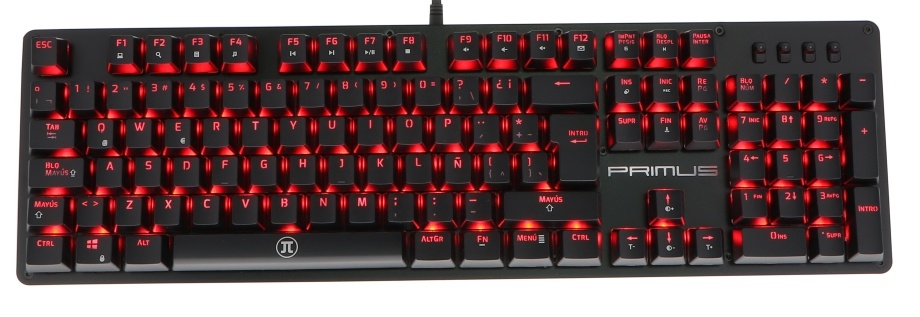 Teclado Gamer Primus Ballista 100T LED Rojo, Teclado Mecánico, Switch Marrón Primus, Alámbrico, Negro (Español)