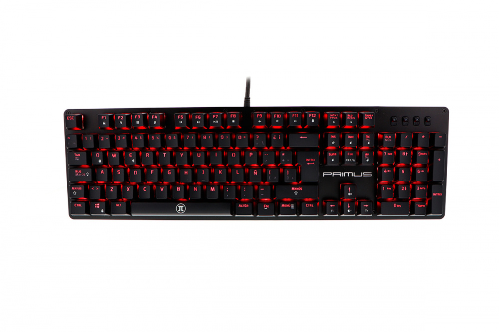 Teclado Gamer Primus Ballista 100T LED Rojo, Teclado Mecánico, Switch Red Primus, Alámbrico, Negro (Español)