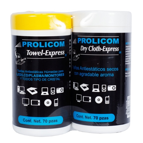 Prolicom Paños Humedos TOWEL-70, para Pantallas LCD/TFT/Plasma, 2 Piezas