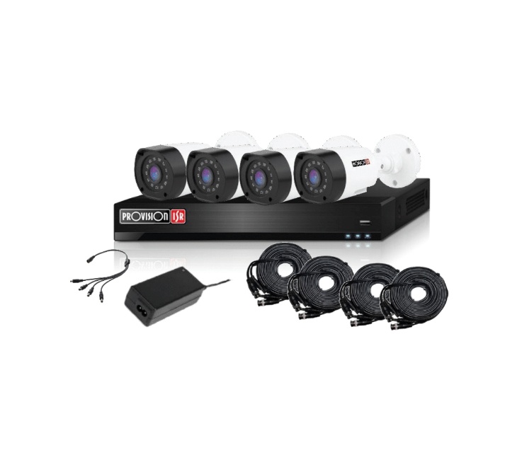 Provision-ISR Kit de Vigilancia PAK4LIGHTCC2MP de 4 Cámaras y 4 Canales, con Grabadora DVR