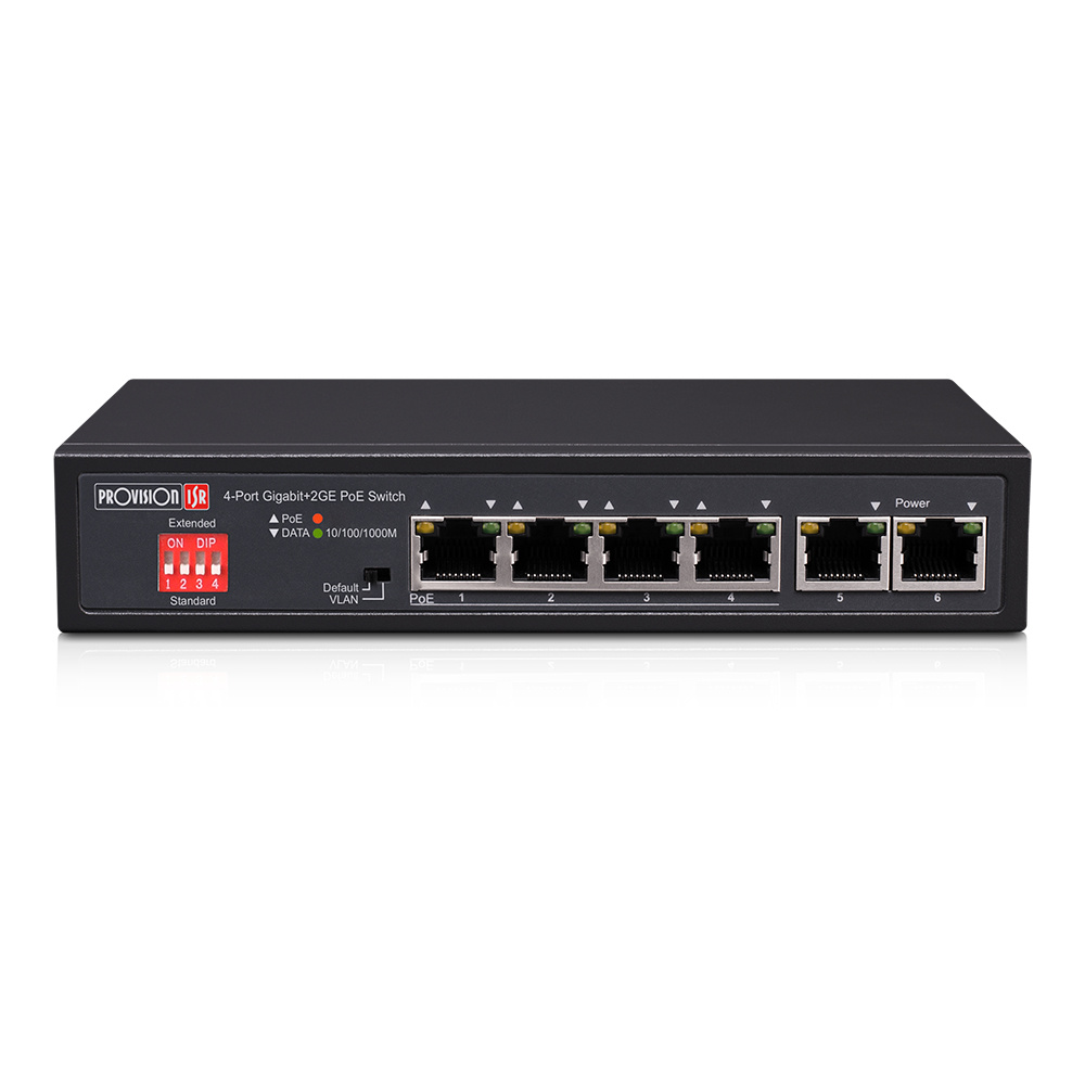 Switch Provision-ISR Gigabit Ethernet POES-0472GC+2G, 4 Puertos PoE 10/100/1000Mbps + 2 Puertos Uplink, 2 Gbit/s, 2.000 Entradas - No Administrable