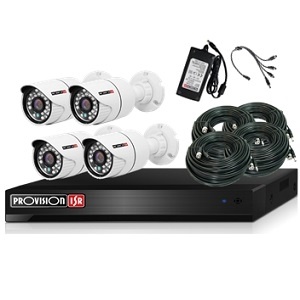 Provision-ISR Kit de Vigilancia PRO84AHDKIT de 4 Cámaras CCTV Bullet y 8 Canales, con Grabadora - incluye Fuente de Poder y Splitter