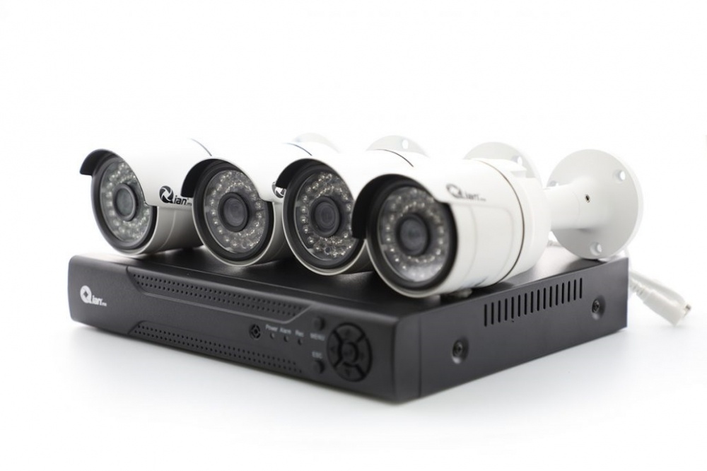 Qian Kit de Vigilancia de 4 Cámaras CCTV Bullet y 8 Canales, con Grabadora DVR