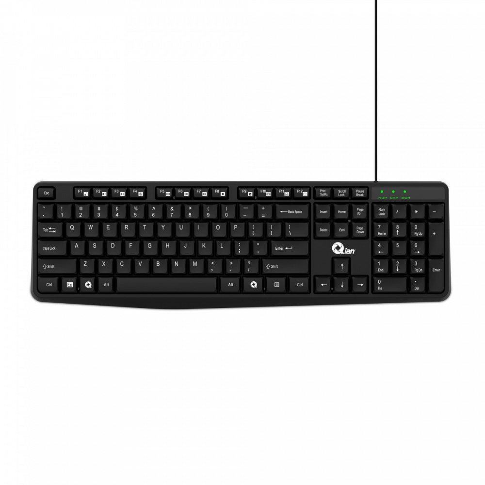 Kit de Teclado y Mouse Qian QKX-20603, Alámbrico, USB, Negro (Español)