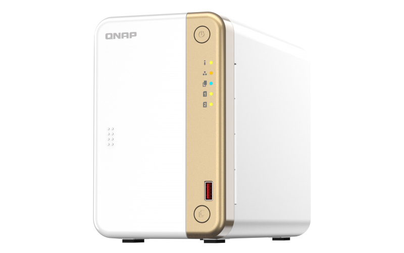 QNAP TS-262 NAS de 2 Bahías, Intel Celeron N4505 2GHz, SATA III, Blanco/Dorado ― No Incluye Discos Duros