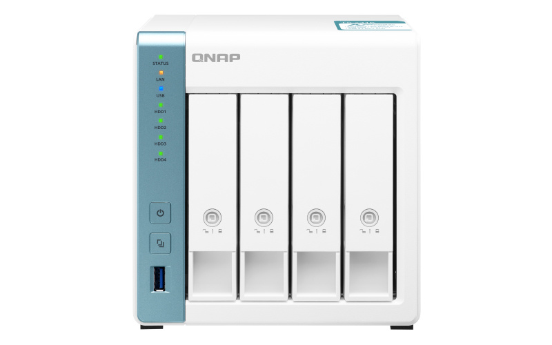 QNAP TS-431K NAS de 4 Bahías, Annapurna Labs AL214 1.70GHz, USB 3.0, Blanco/Turquesa ― no Incluye Discos Duros