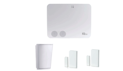 Qolsys Kit Sistema de Alarma IQNS, Inalámbrico, 99 Zonas de Alarma, 1 Sensor de Movimiento, 2 Sensores Puerta/Ventana, con Panel de Control