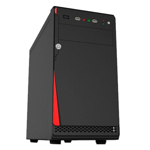 Gabinete Quaroni 92004CA, Midi-Tower, Micro-ATX/Mini-ITX, USB 2.0, con Fuente 400W, Negro/Rojo