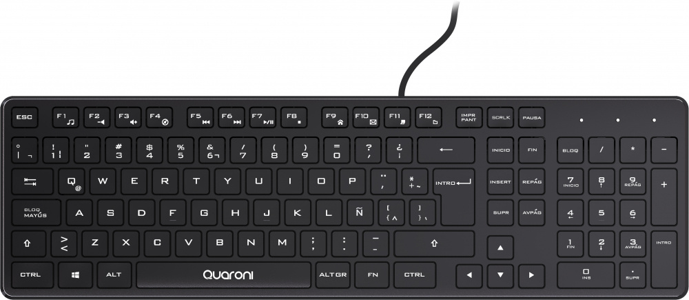 Kit de Teclado y Mouse Quaroni KAQ01, Alámbrico, USB, Negro (Español)
