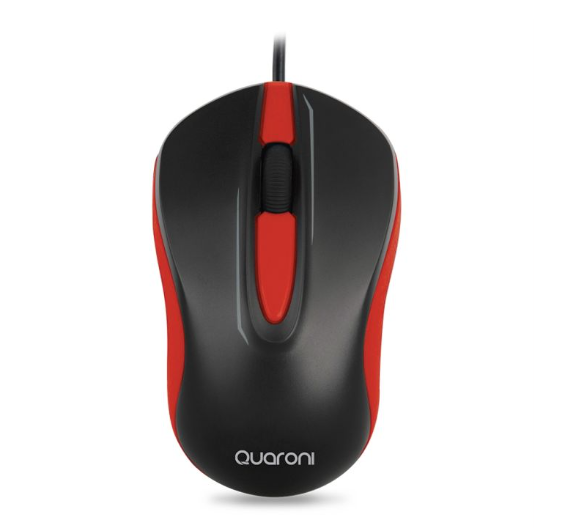 Mouse Quaroni MAQ01R, Alámbrico, Óptico, 1.200DPI, USB-A, Rojo