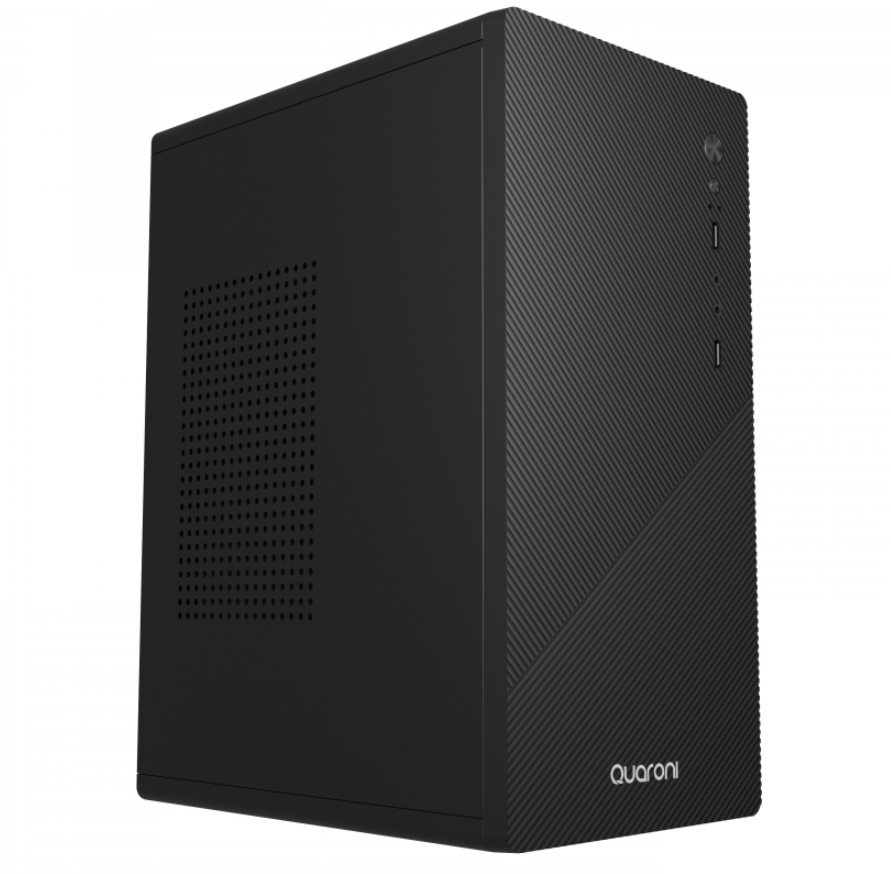 Gabinete Quaroni QCMT-10, Micro-Tower, Mini-ITX, USB 2.0/3.0, con Fuente de 500W, 1 Ventilador Instalado, Negro