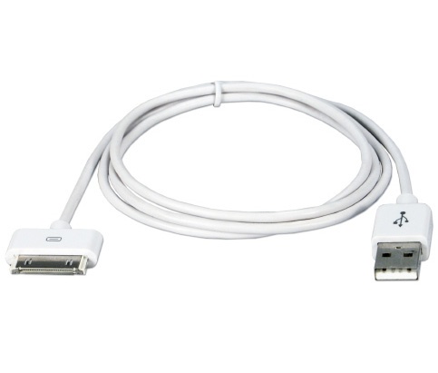 QVS Cable USB A Macho - Apple 30-p Macho, 2 Metros, Blanco, para iPhone/iPod/iPad