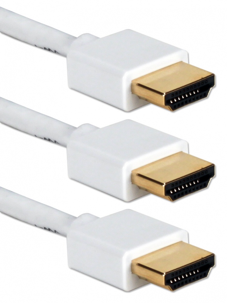 QVS Cable HDMI de Alta Velocidad con Ethernet HDMI Macho - HDMI Macho, 3 Metros, Blanco, 3 Piezas