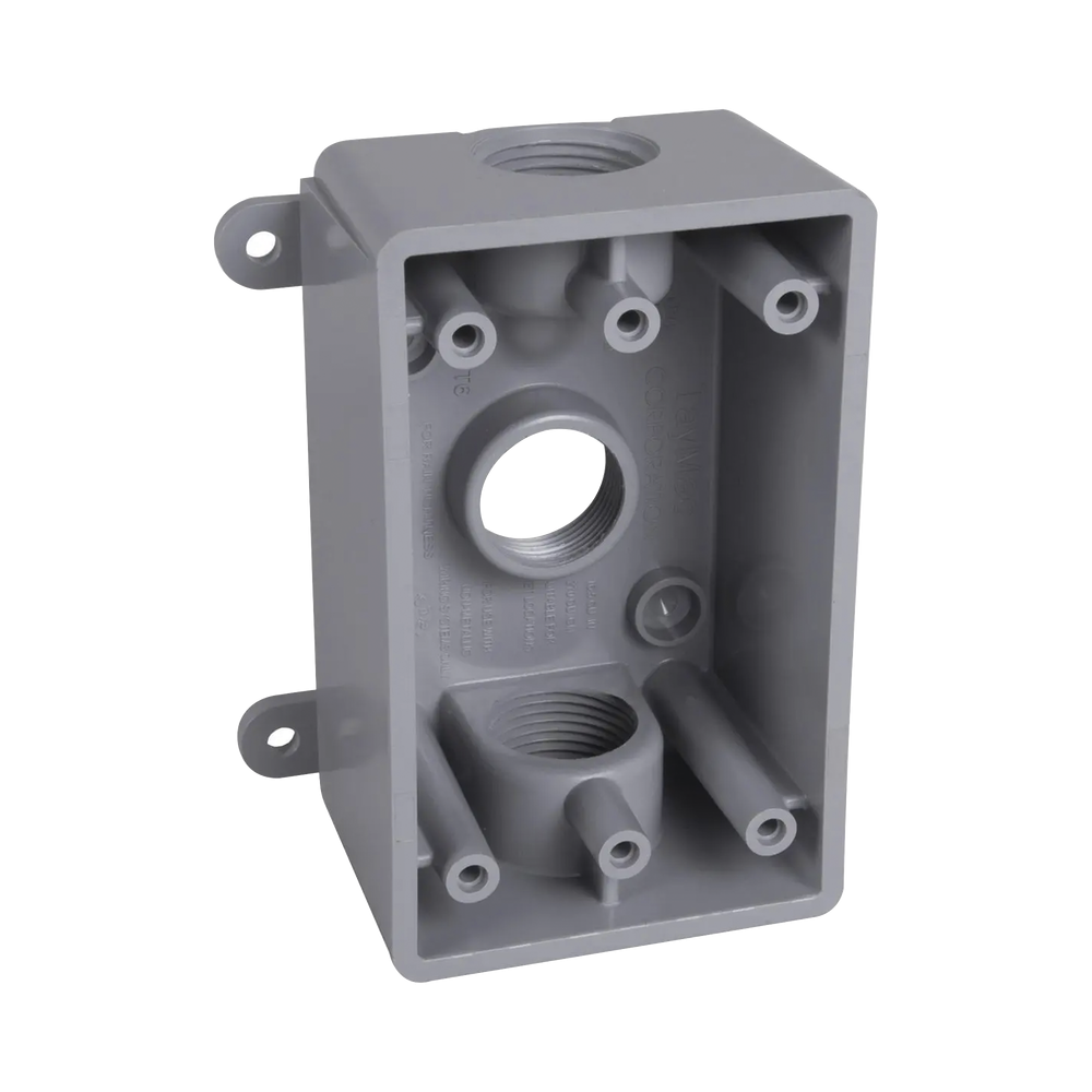 Raco Caja Impermeable para Pared HUB-PSB-37550, 3 Puertos, Gris