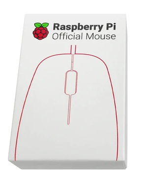 Mouse Raspberry Óptico Official, Alámbrico, USB, 1200DPI, Rojo/Blanco