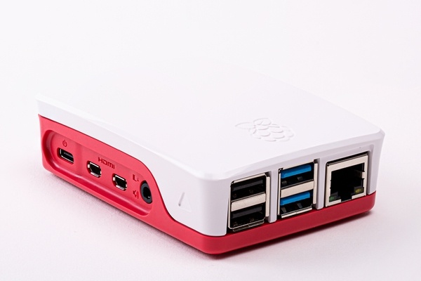 Raspberry Carcasa para Pi 4, Blanco/Rojo - No Incluye Placa