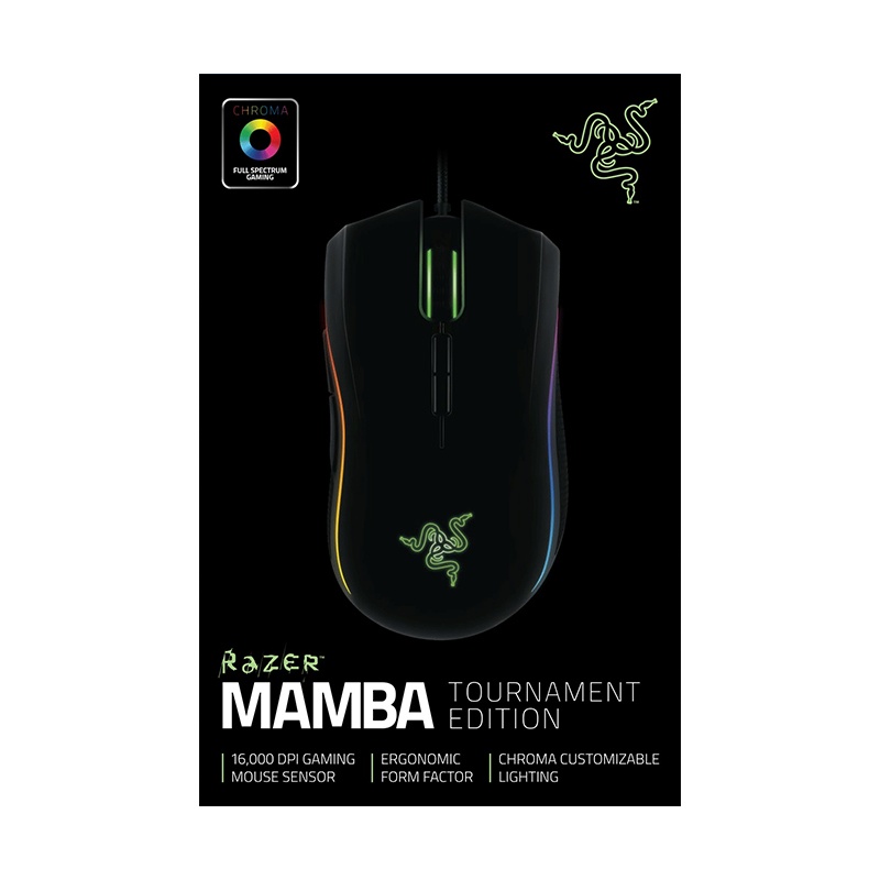 Mouse Gamer Razer Láser Mamba Tournament Edition, Alámbrico, USB, 16000DPI, Negro