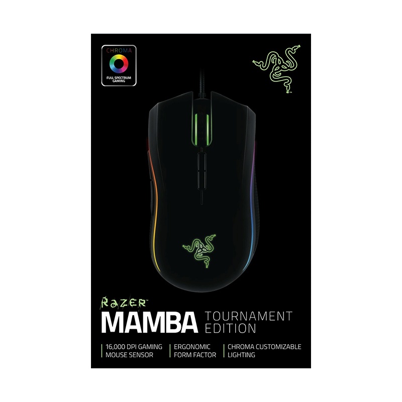 Mouse Gamer Razer Láser Mamba Tournament Edition, Alámbrico, USB, 16000DPI, Negro
