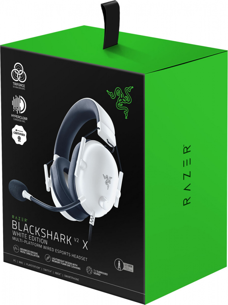 Razer Audífonos Gamer BlackShark V2 X 7.1, Alámbrico, 1.3 Metros, 3.5mm, Blanco