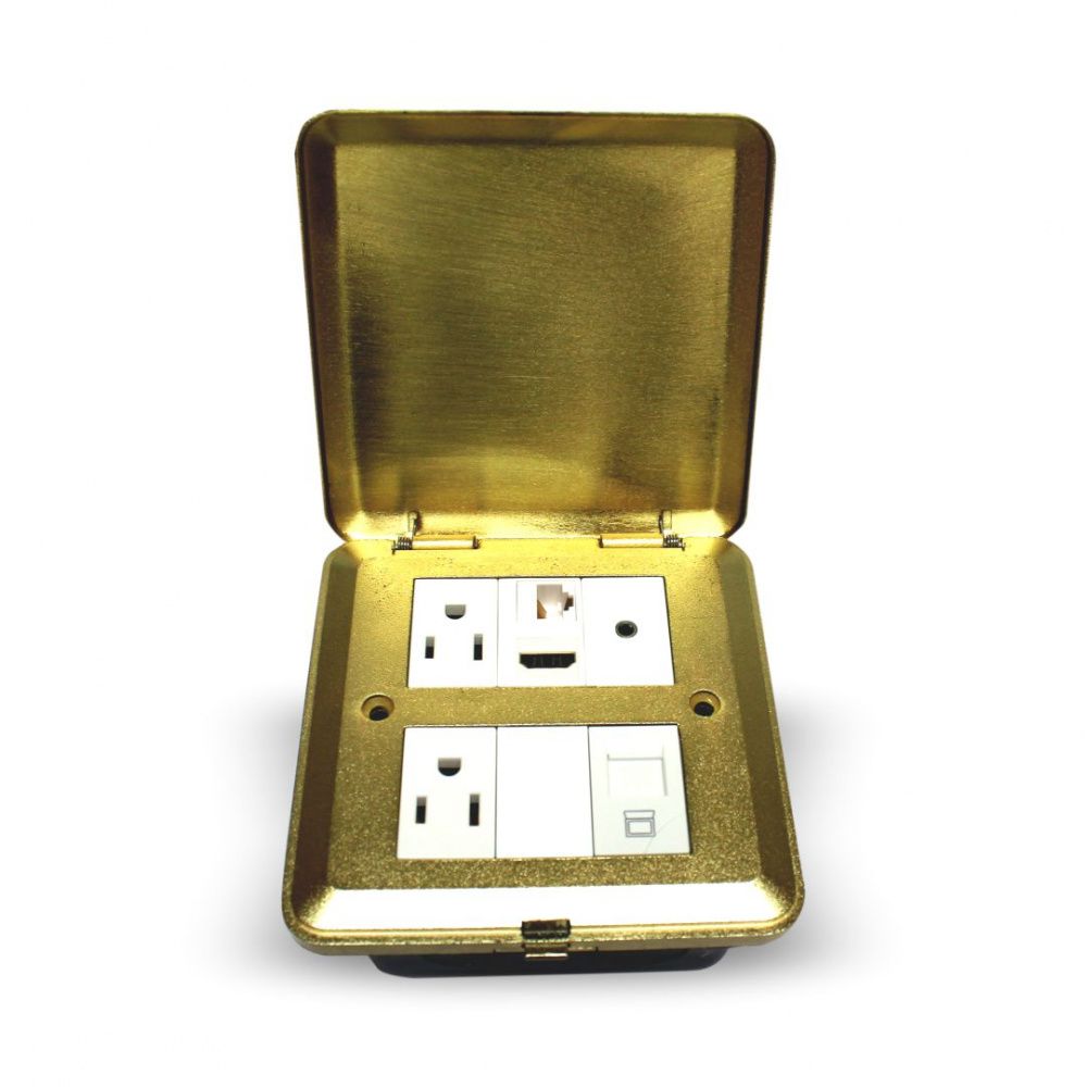 Redleaf Caja para Piso PT007, 6 Puertos Puertos, Dorado 