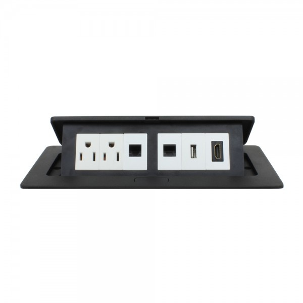 Redleaf Caja de Conectividad para Escritorio PT267, 2 Contactos, 1X HDMI, 2x RJ-45, 1x USB