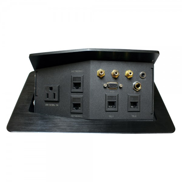 Redleaf Caja de Conectividad para Escritorio PT501, 1 Contacto, 1x VGA, 4x RJ-45, 3x RCA