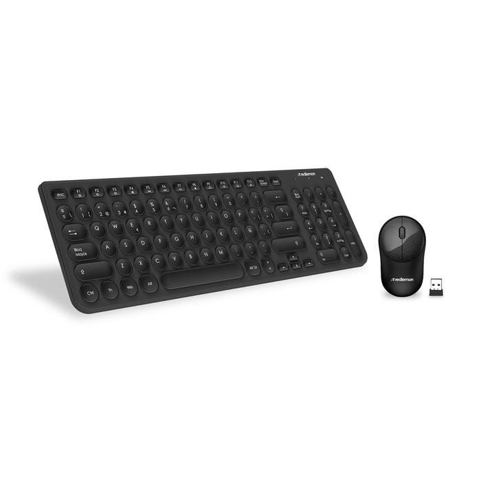 Kit de Teclado y Mouse Redlemon, Inalámbrico, USB, Negro (Español)