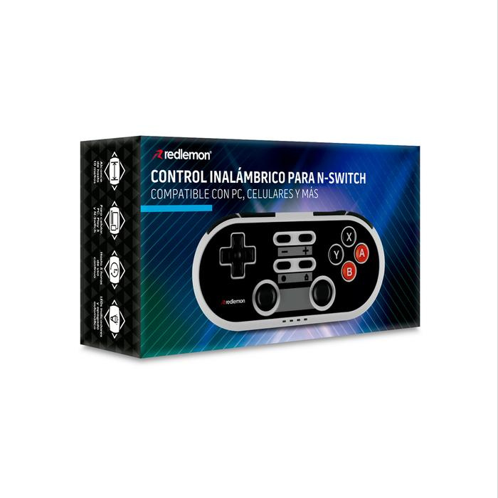 Redlemon Control Retro para Nintendo Switch, Inalámbrico, Bluetooth, Negro/Gris