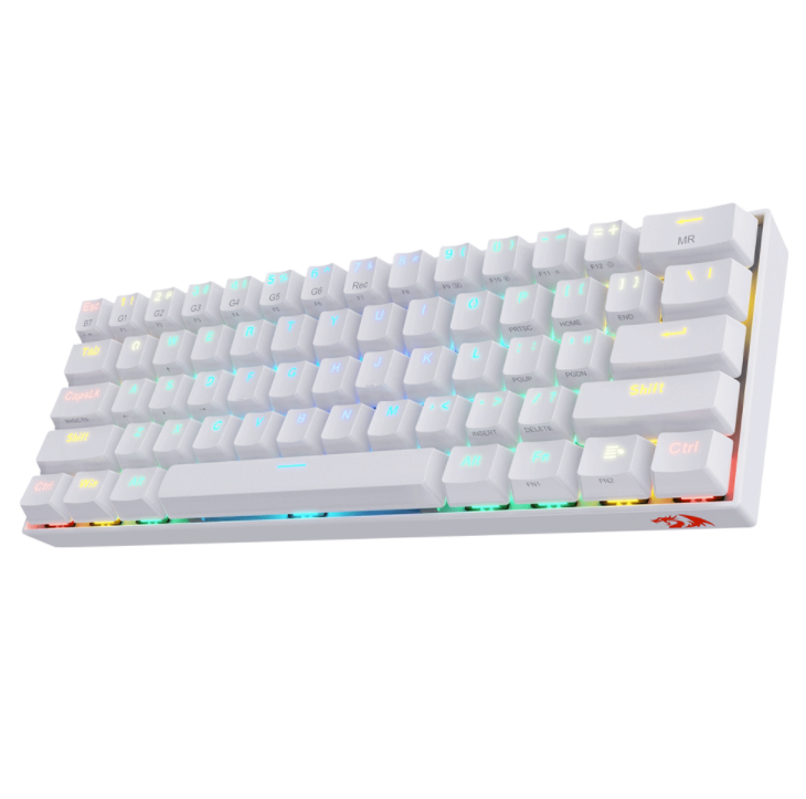 Teclado Gamer Redragon Draconic K530 RGB, Teclado Mecánico, Switch Redragon Brown, Inalámbrico, Blanco (Inglés)