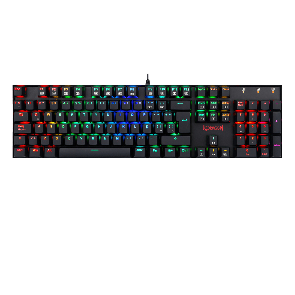 Teclado Gamer Redragon Mitra K551 LED RGB, Teclado Mecánico, Switch Blue, Alámbrico, Negro (Español)