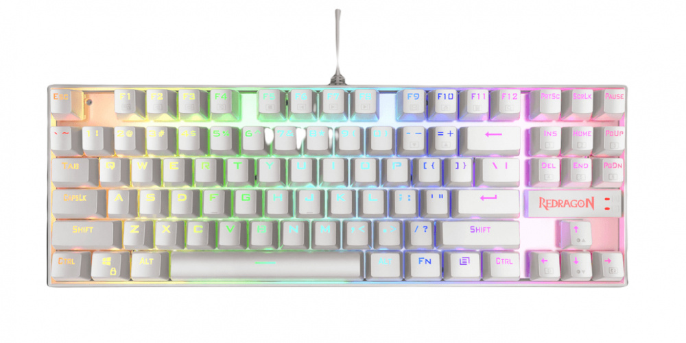 Teclado Gamer Redragon Kumara K552W RGB, Teclado Mecánico, Switch Red, Alámbrico, Blanco (Español)