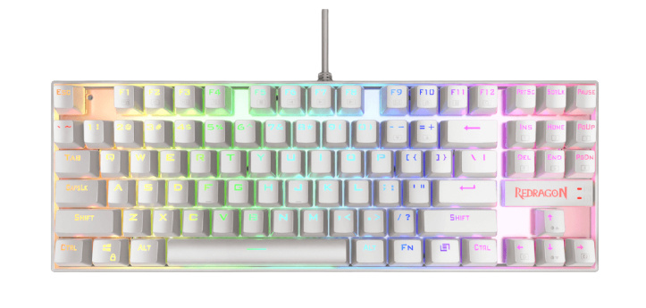 Teclado Gamer Redragon Kumara K55 LED RGB, Teclado Mecánico, Switch Blue, Alámbrico, Blanco (Español)