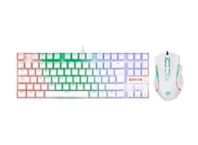 Kit Gamer de Teclado y Mouse Redragon Kumara K552 + Griffin M607, Alámbrico, USB, Blanco (Español)