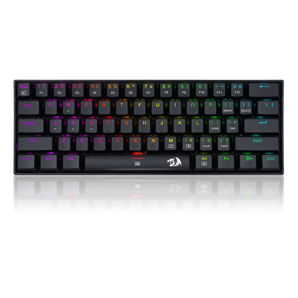 Teclado Gamer Redragon K630 RGB 60%, Teclado Mecánico, Switch Red, Alámbrico, Negro (Inglés)