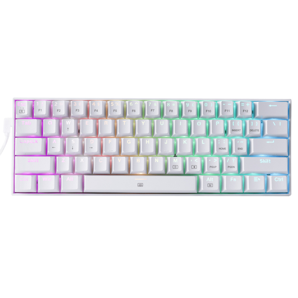 Teclado Gamer Redragon K630 RGB Chroma 60%, Teclado Mecánico, Brown Switch, Alámbrico, Blanco (Inglés)
