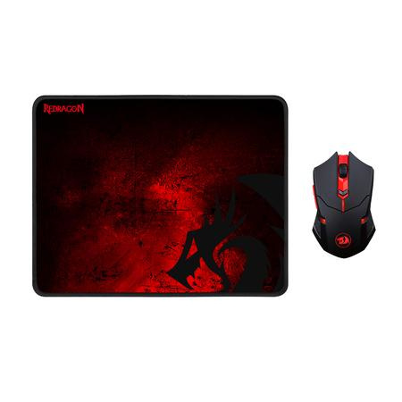 Kit Gamer de Mouse y Mousepad Redragon, Inalámbrico, USB A, 2400 DPI, Negro/Rojo
