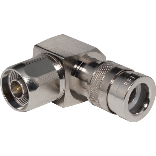 RF Industries Conector N Macho de Compresion, Angulo Recto, para LMR-400/CNT-400, Bronce Blanco