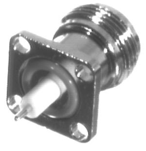 RF Industries Conector Coaxial N Hembra, Montaje de Panel con 4 Perforaciones, Plata