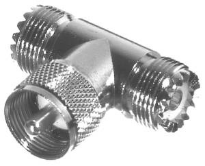 RF Industries Conector Coaxial en T UHF Hembra - UHF Macho, Plata